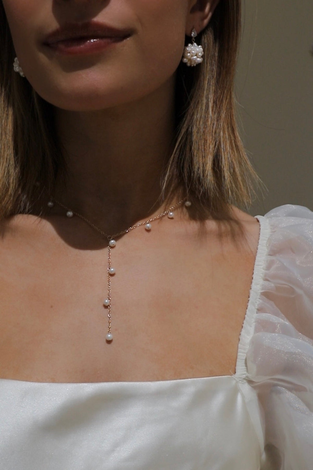  ELLE PEARL DROP LARIAT NECKLACE