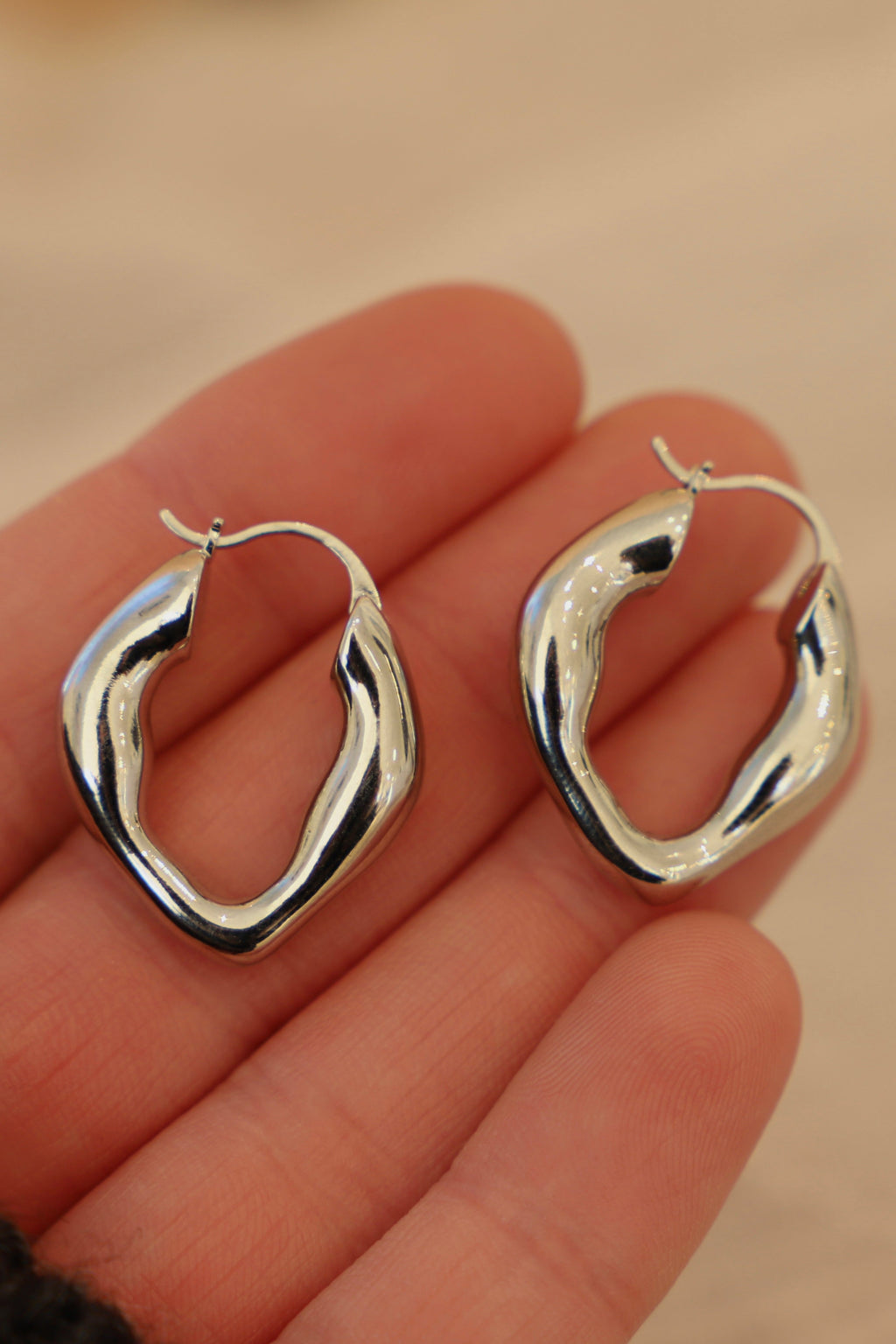  ORGANIC SILVER HOOPS