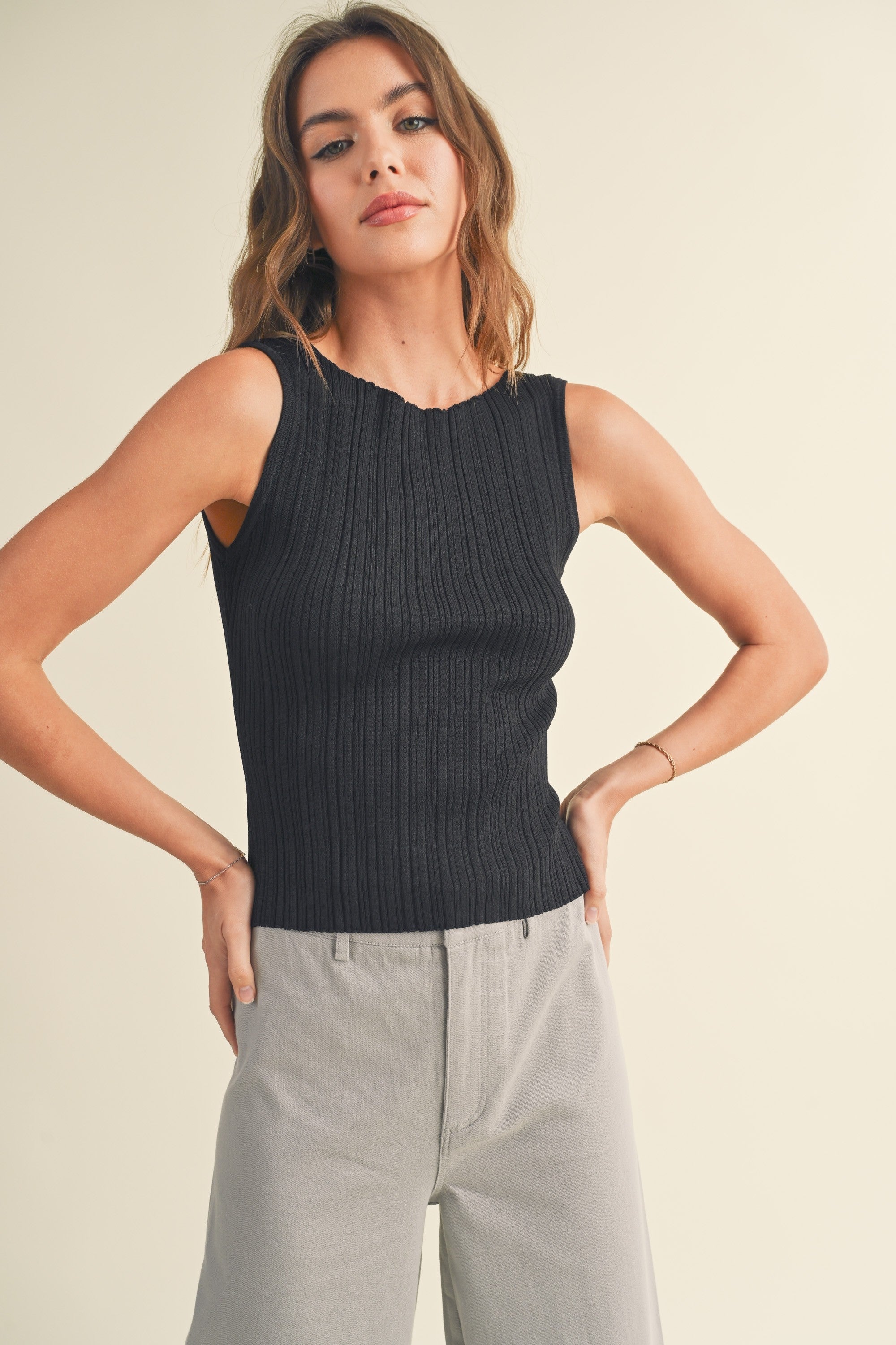  VISCOSE RIBBED KNITTED TOP