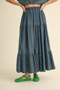  TIERED DENIM SKIRT