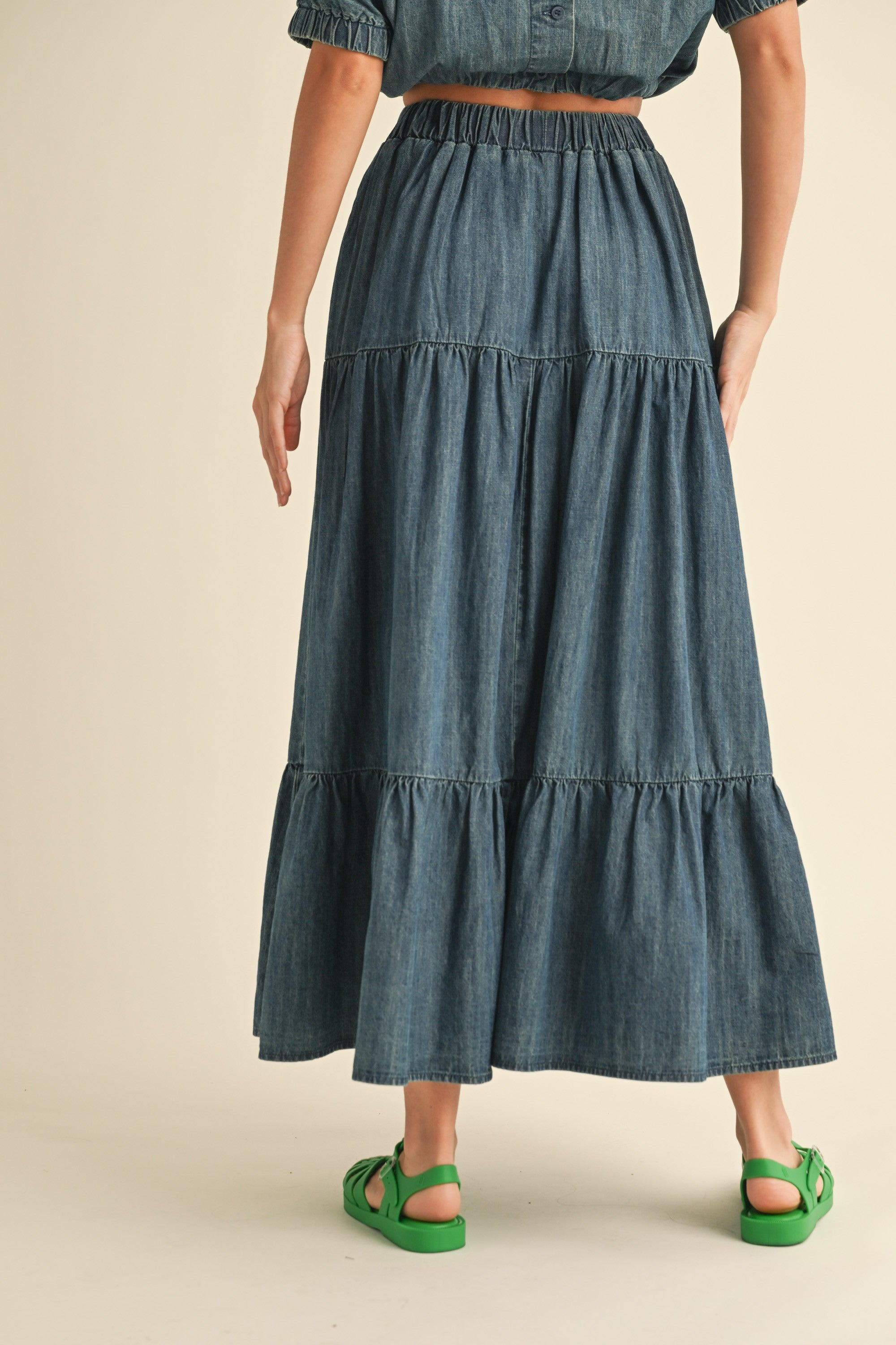  TIERED DENIM SKIRT
