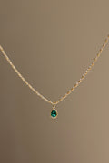  EMERALD TEARDROP BEZEL NECKLACE