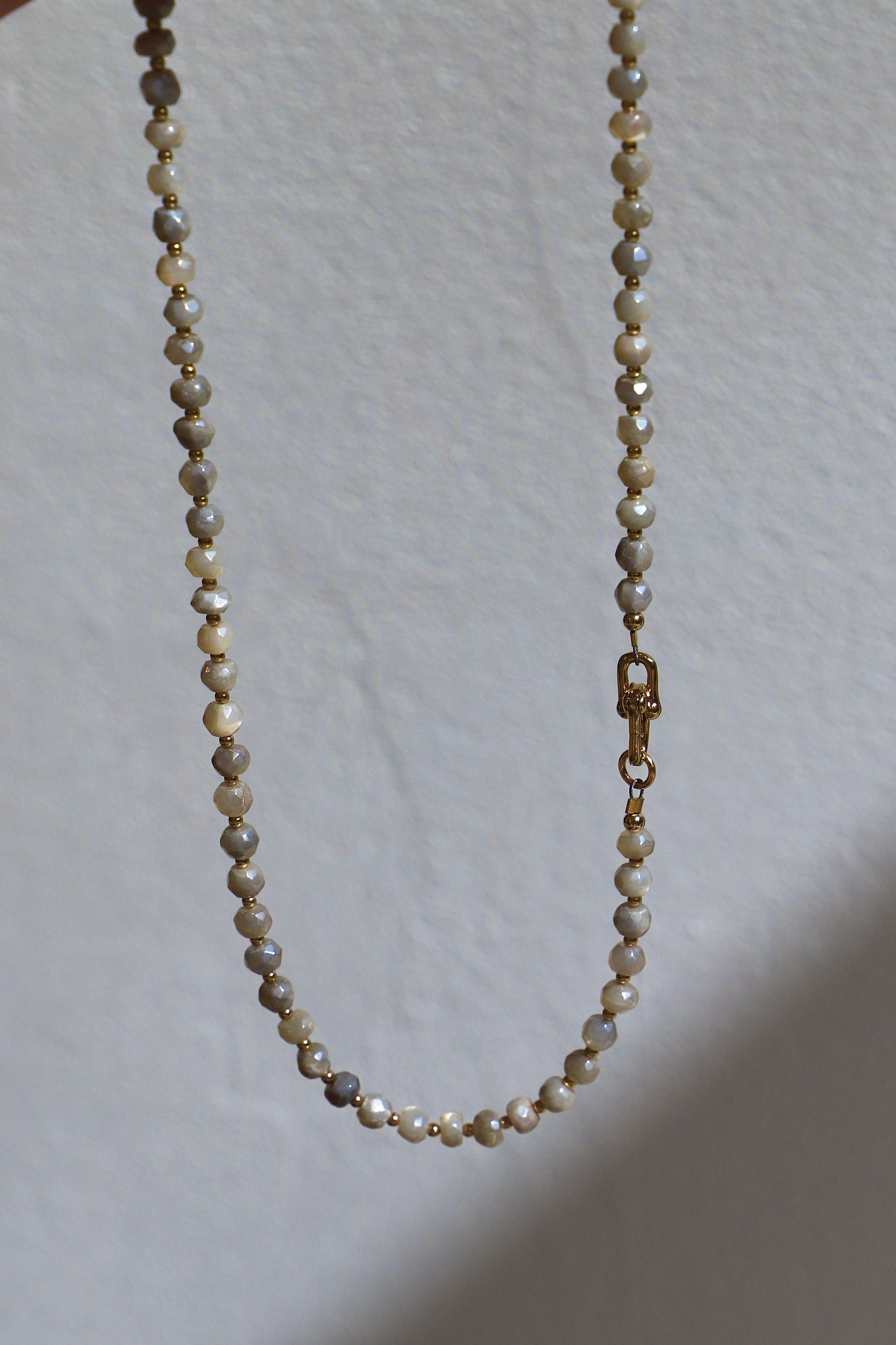  GREY SILVERITE BEADED NECKLACE