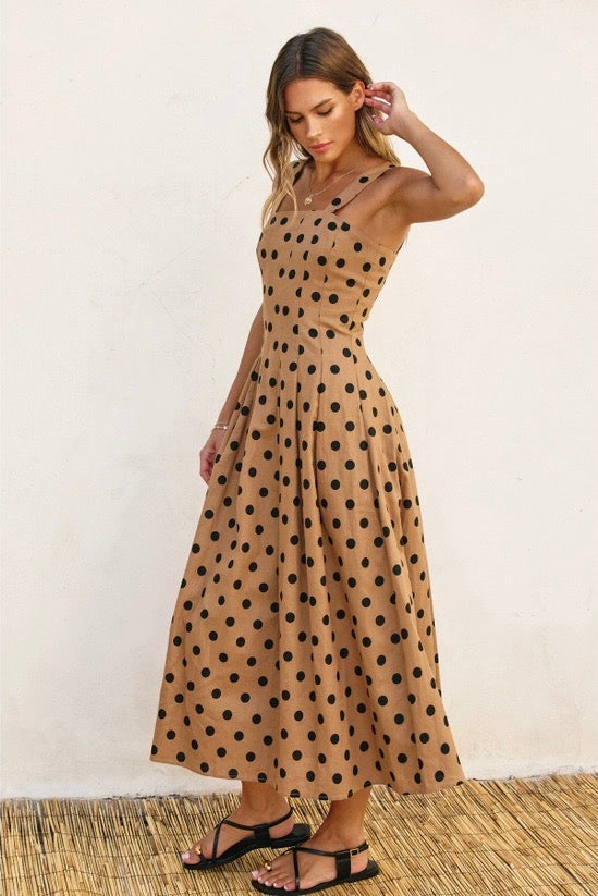  MOCHA POLKA DOT DRESS