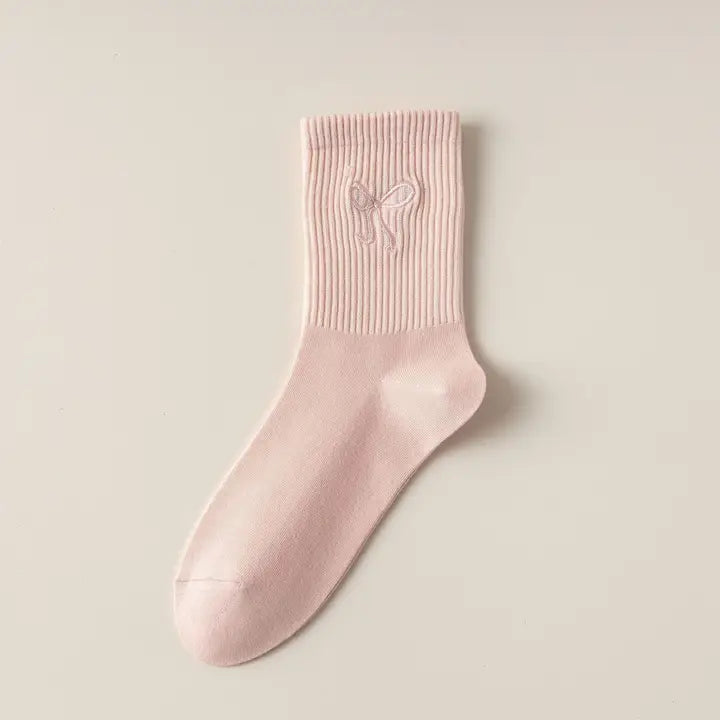  EMBROIDERED BOW SOCKS