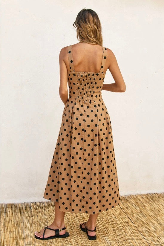  MOCHA POLKA DOT DRESS
