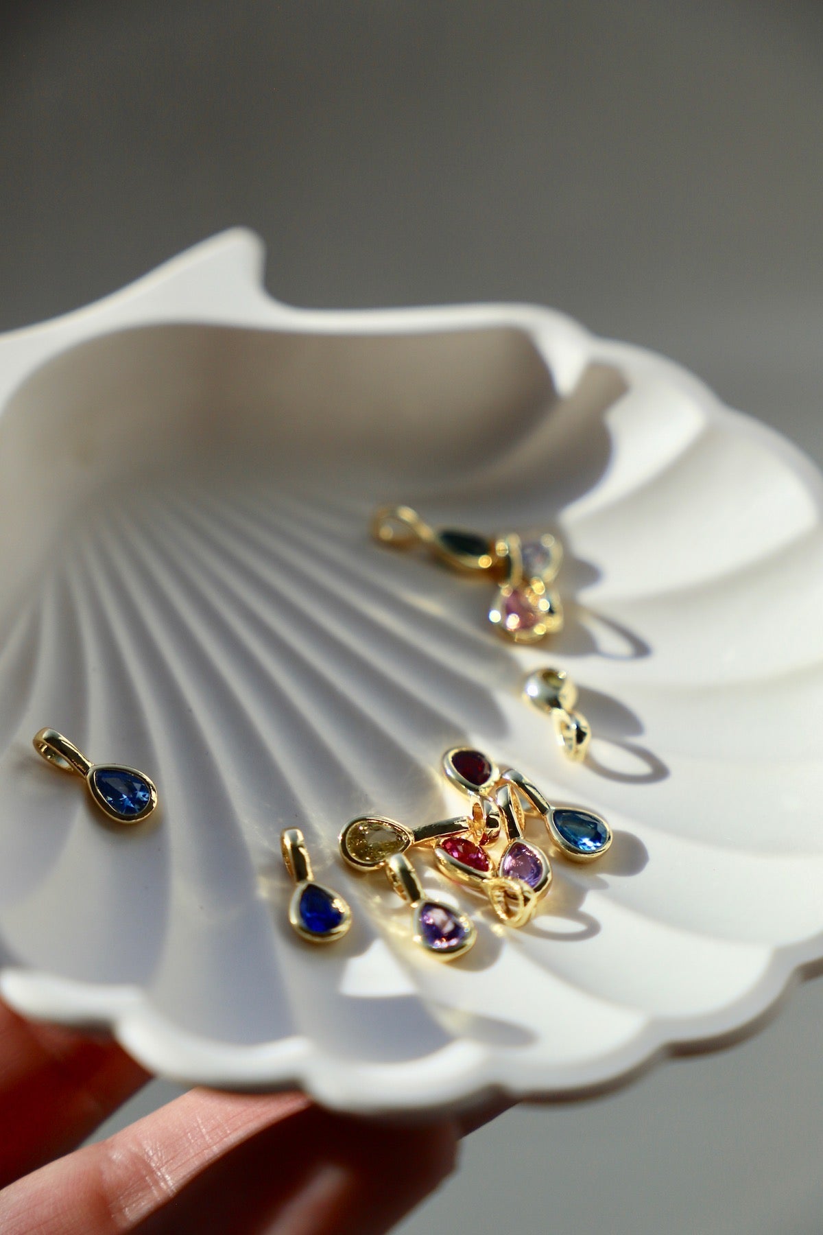  TEARDROP BEZEL BIRTHSTONE CHARM