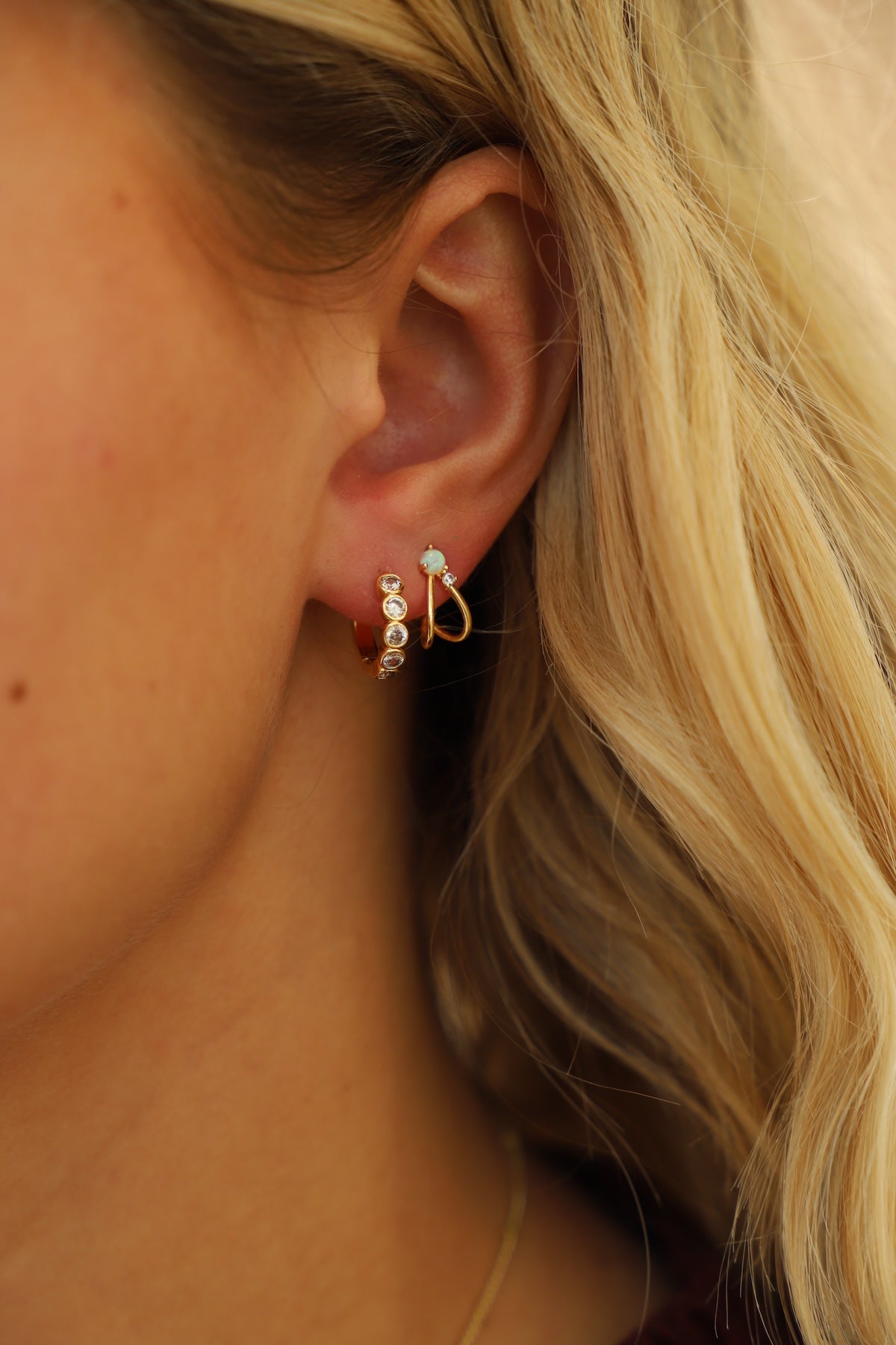  CYRUS OPAL STUD HOOPS