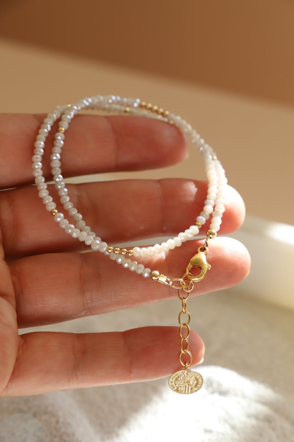  ALABASTER PETITE CRYSTAL DOUBLE WRAP BRACELET