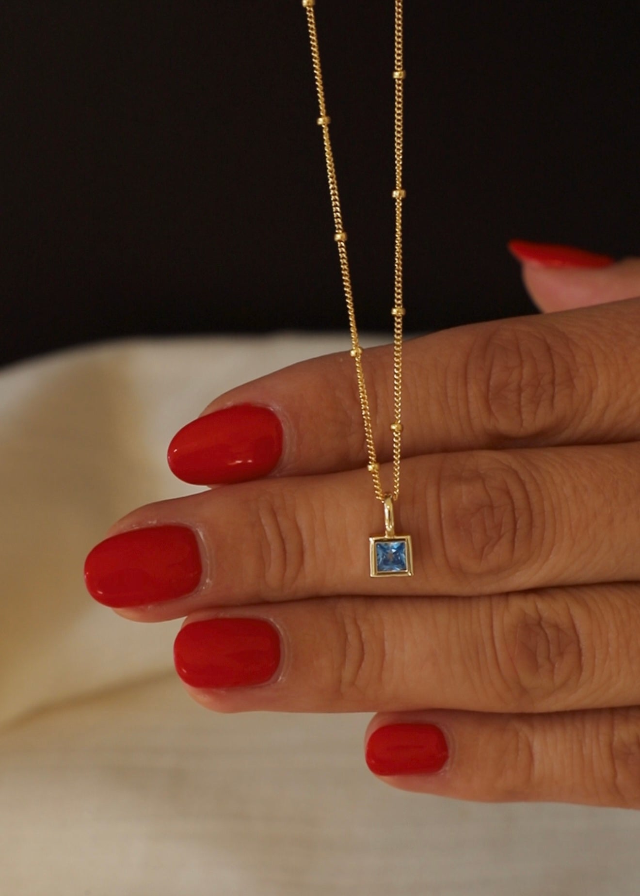  SQUARE BEZEL BIRTHSTONE CHARM