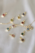  SQUARE BEZEL BIRTHSTONE CHARM