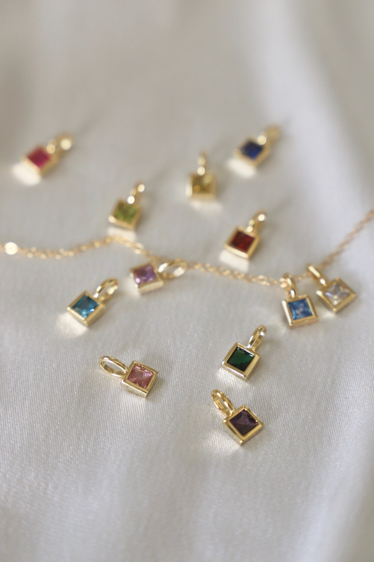  SQUARE BEZEL BIRTHSTONE CHARM