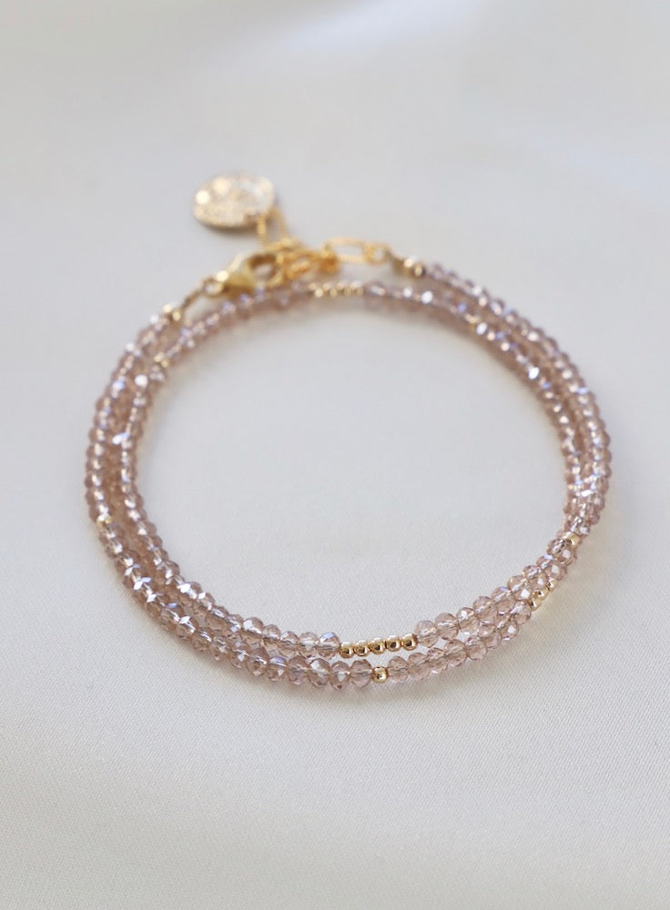  CHAMPAGNE PETITE CRYSTAL DOUBLE WRAP BRACELET