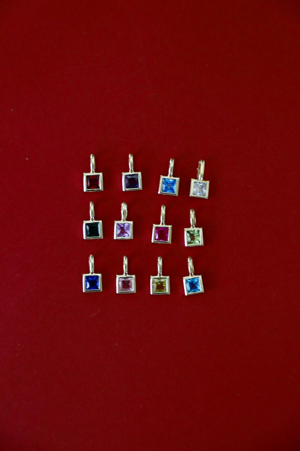  SQUARE BEZEL BIRTHSTONE CHARM