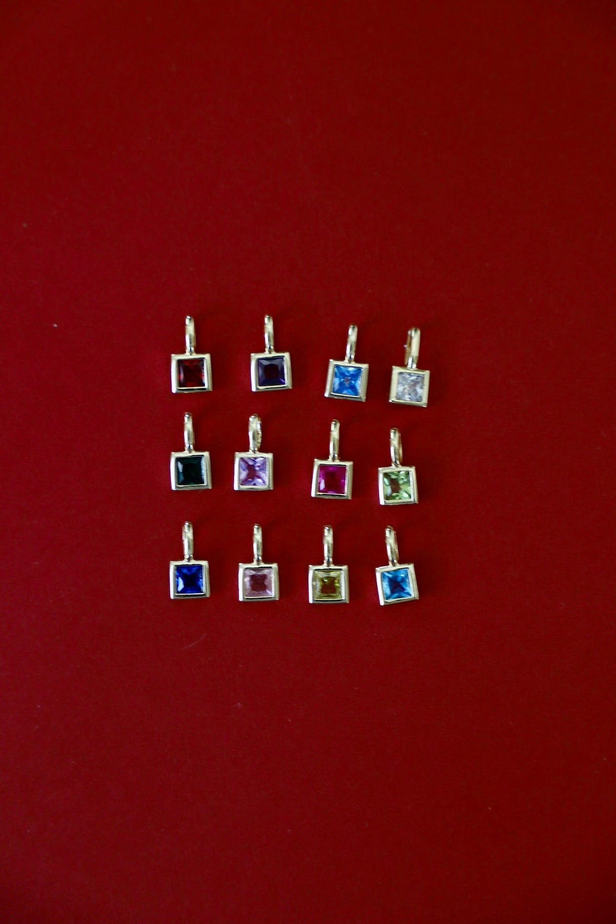  SQUARE BEZEL BIRTHSTONE CHARM