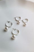  AUDREY PEARL HOOP EARRINGS-SILVER