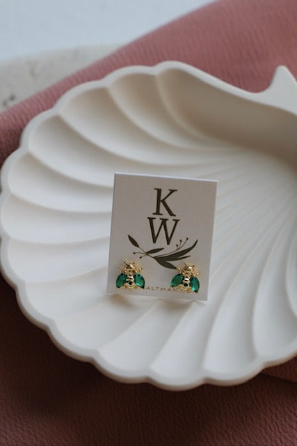  EMERALD BEE STUDS