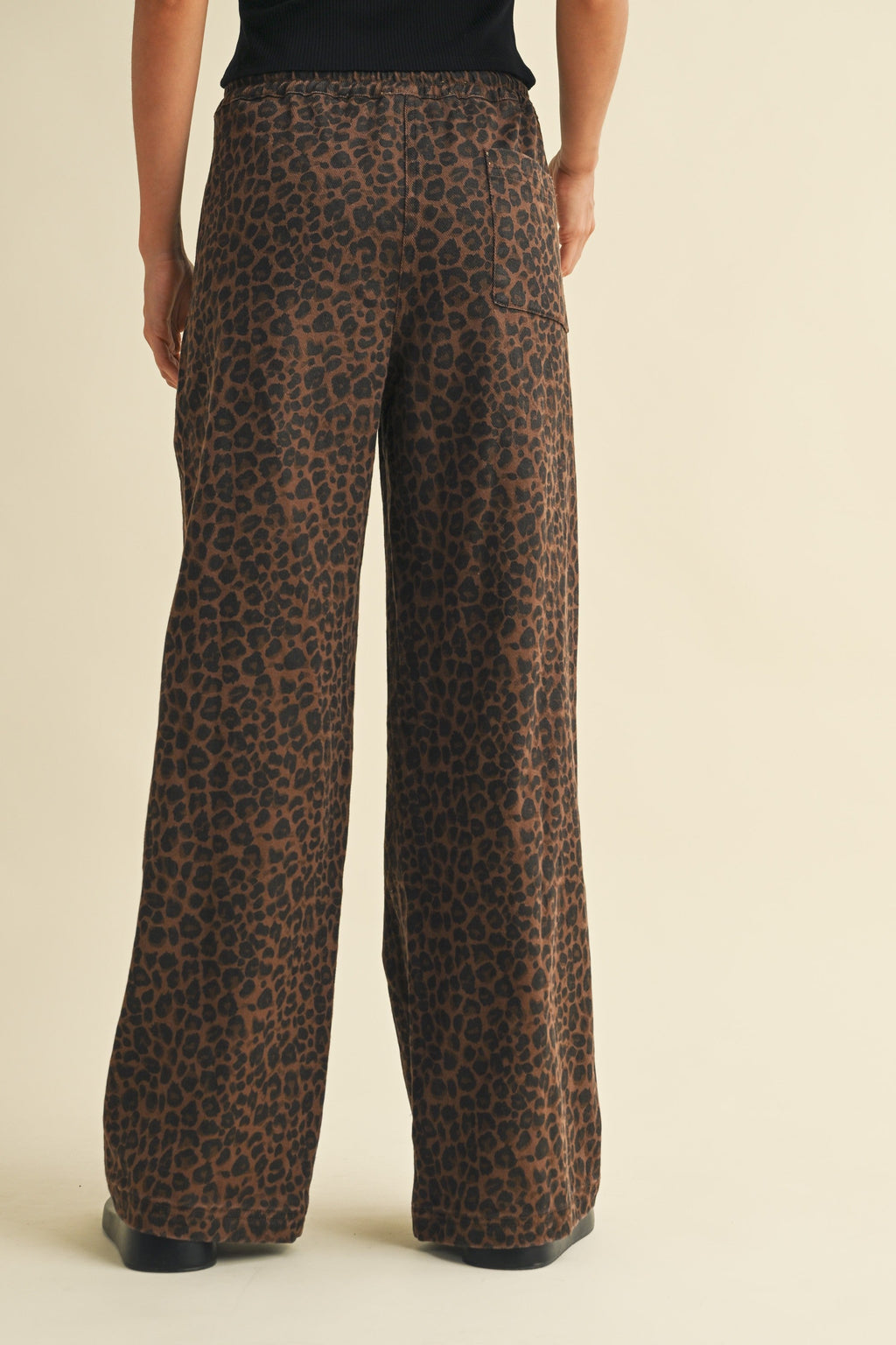  LEOPARD DENIM TRACK PANT