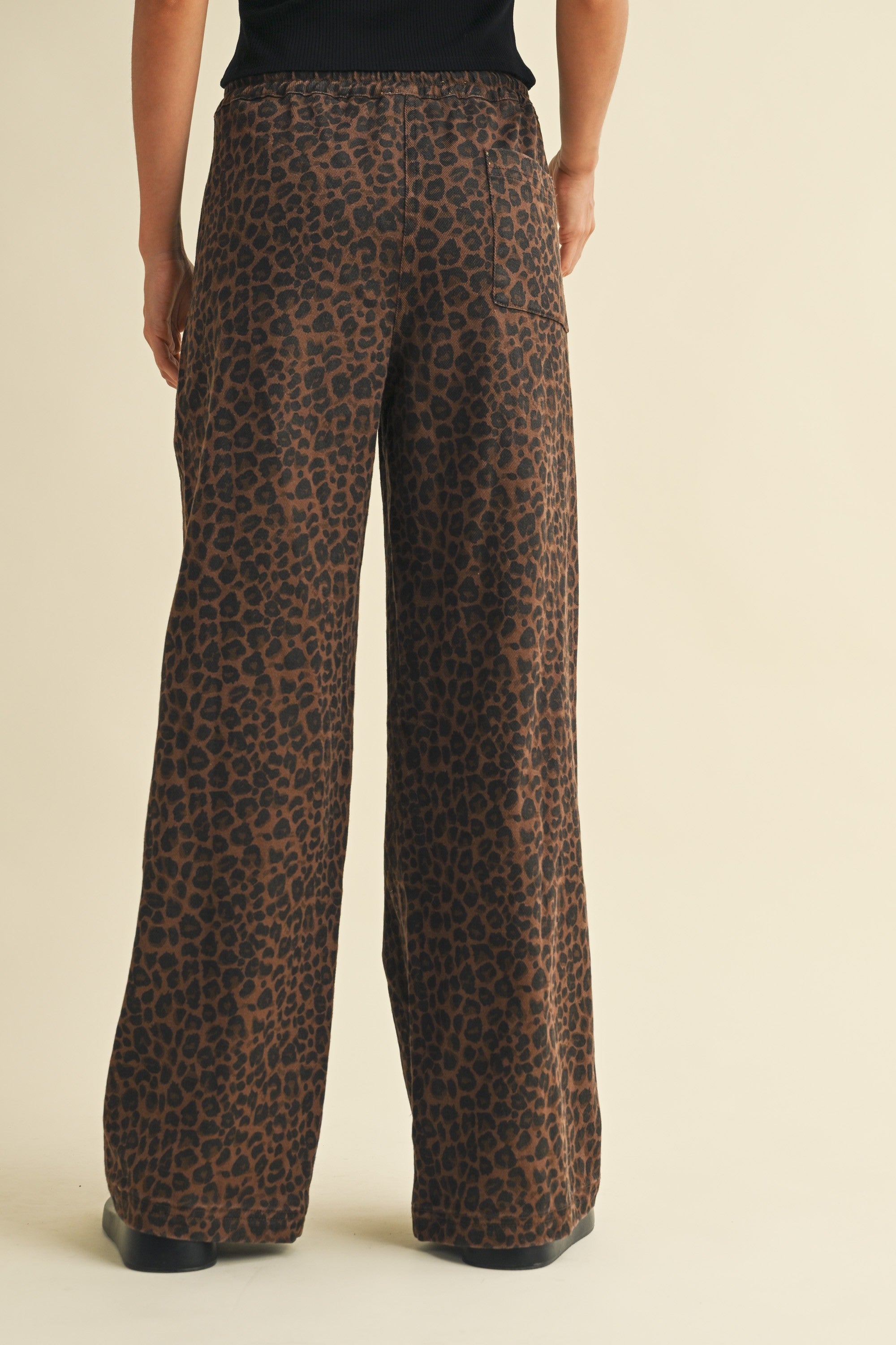  LEOPARD DENIM TRACK PANT