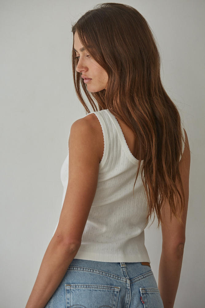  LACE TRIM POINTELLE TANK