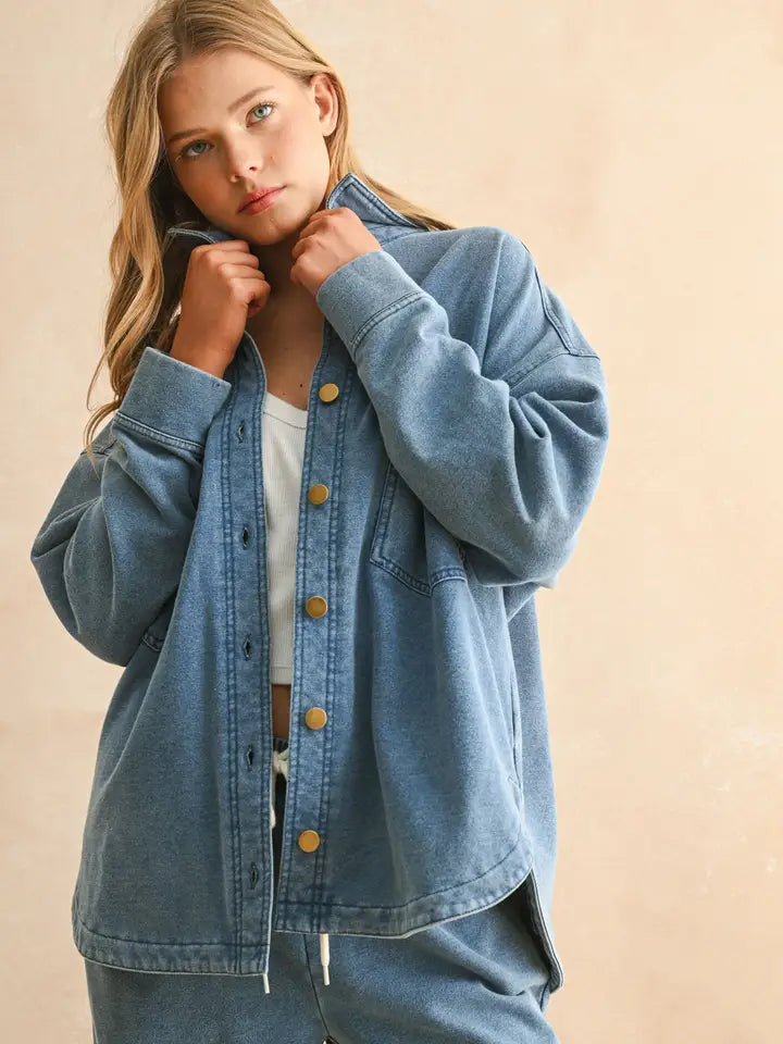 WASHED DENIM SHACKET