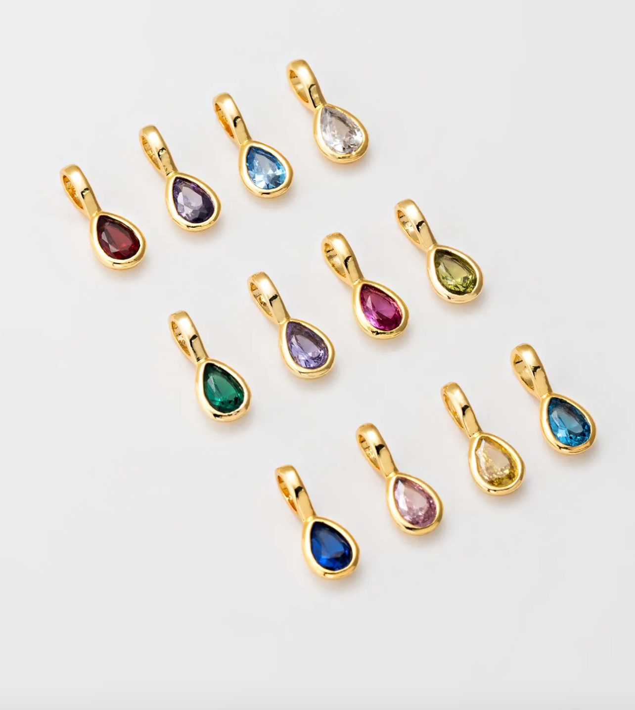  TEARDROP BEZEL BIRTHSTONE CHARM