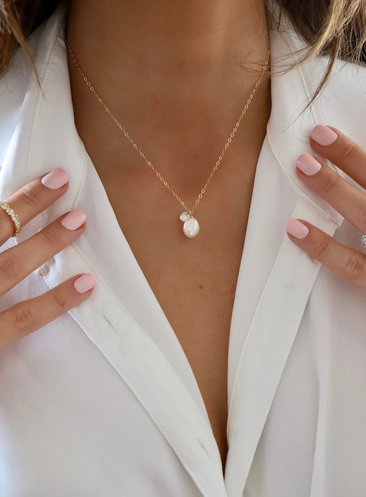  DOUBLE PEARL DROP NECKLACE