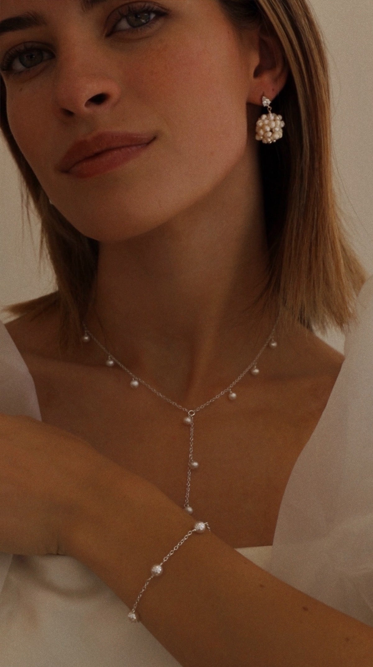  ELLE PEARL DROP LARIAT NECKLACE