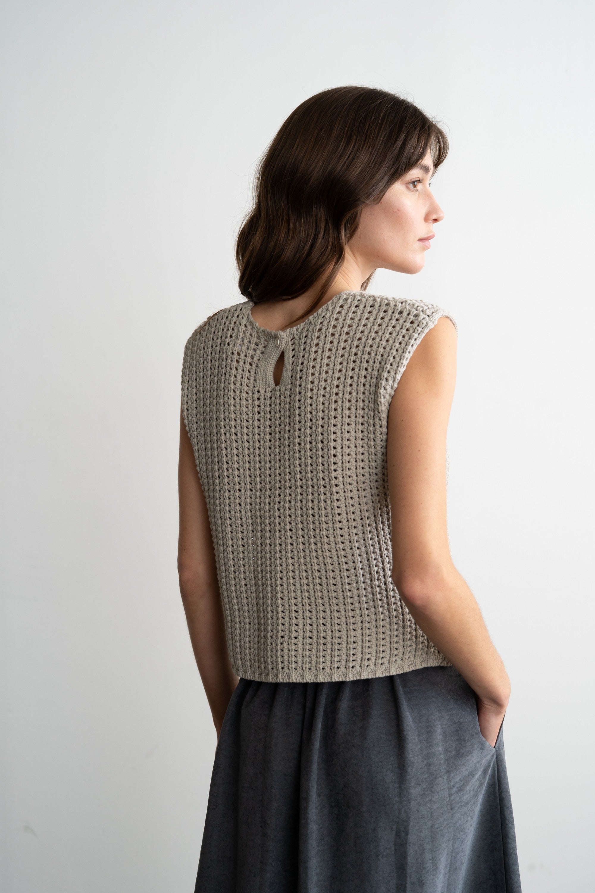 CROPPPED COTTON SWEATER VEST