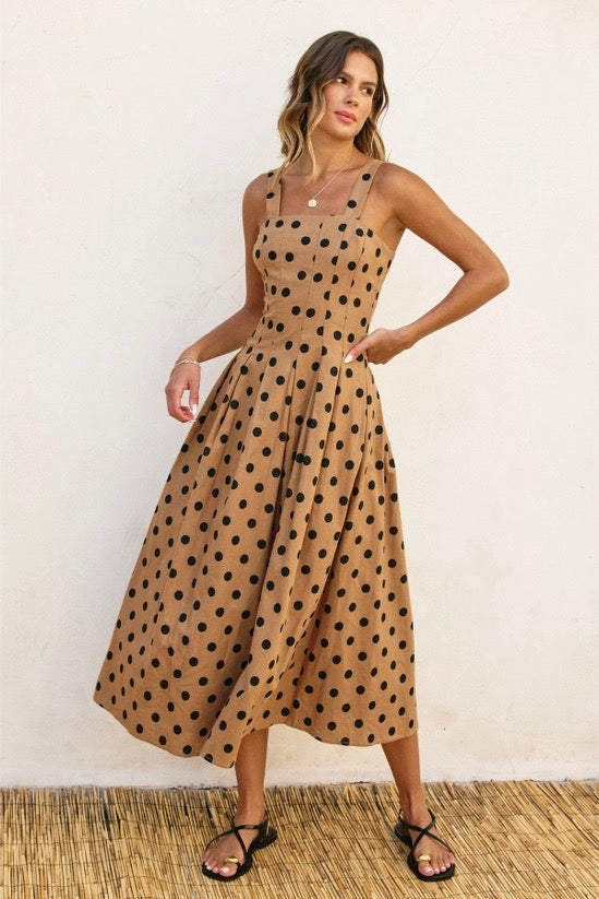 MOCHA POLKA DOT DRESS