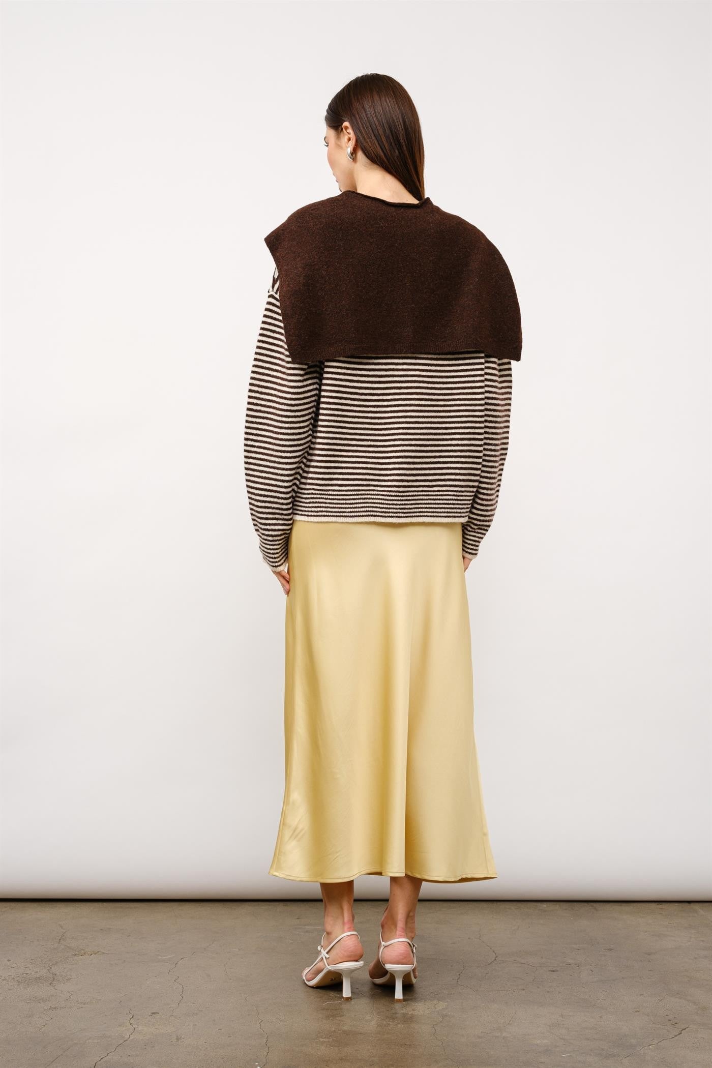  KATE STRIPED SWEATER- BROWN