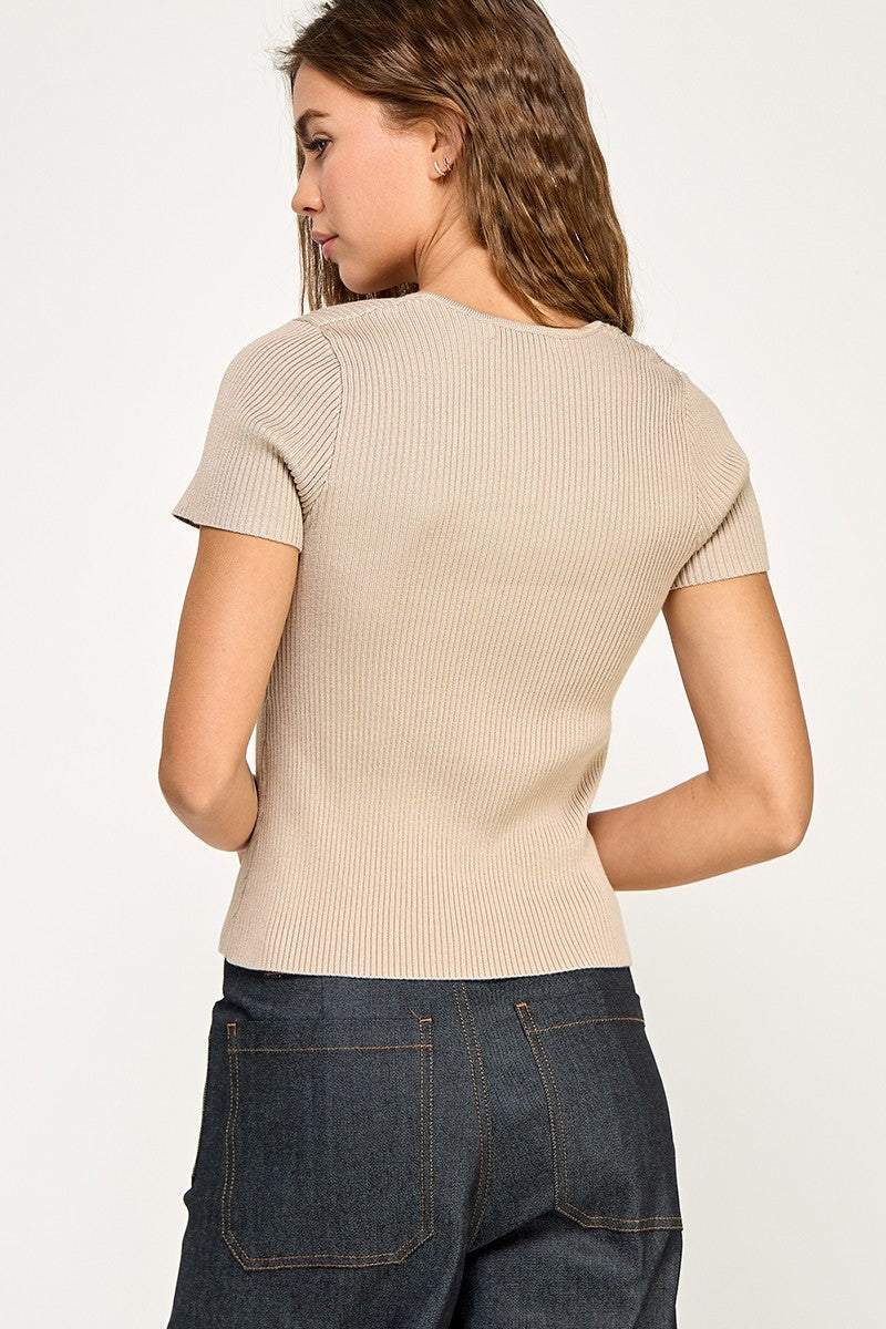  RIBBED SQUARE NECK TOP